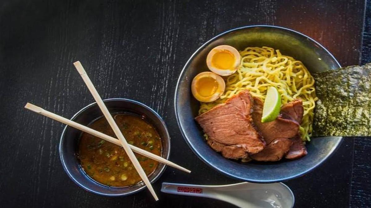 The Tsukemen ramen bowl ($14.50) has braised kurobuta pork shoulder, thick noodles and pork gravy at Boru Ramen Bar, which opened Feb. 22 at 500 W. 75th St. in Waldo.