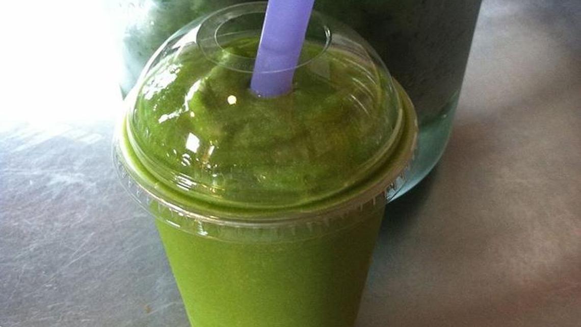 Songbird Cafe’s cream smoothie “The Farmer” with kale, mango, pineapple and coconut milk. The cafe plans a January opening for its new Crossroads location.