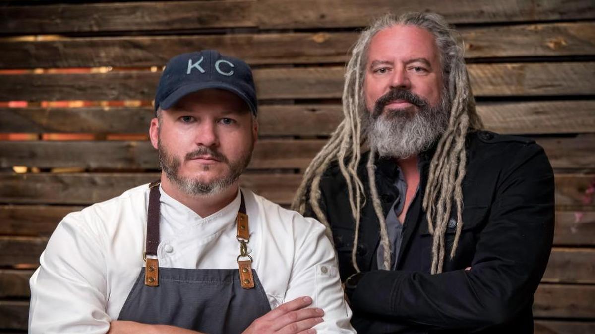 Clark Grant, left, and Shawn McClenny, owners of Hogshead Kansas City on the Plaza.