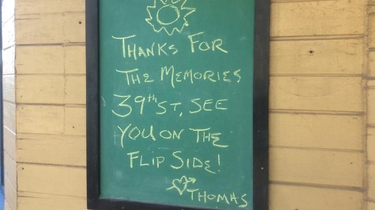 Thomas Restaurant, at 1815 W. 39th St., posted this sign by the front door.