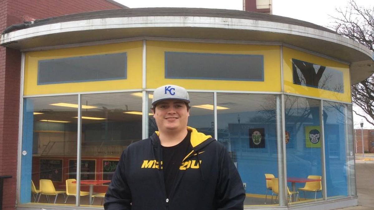 Nate Bond in front of his new Taco Luchador in North Kansas City.