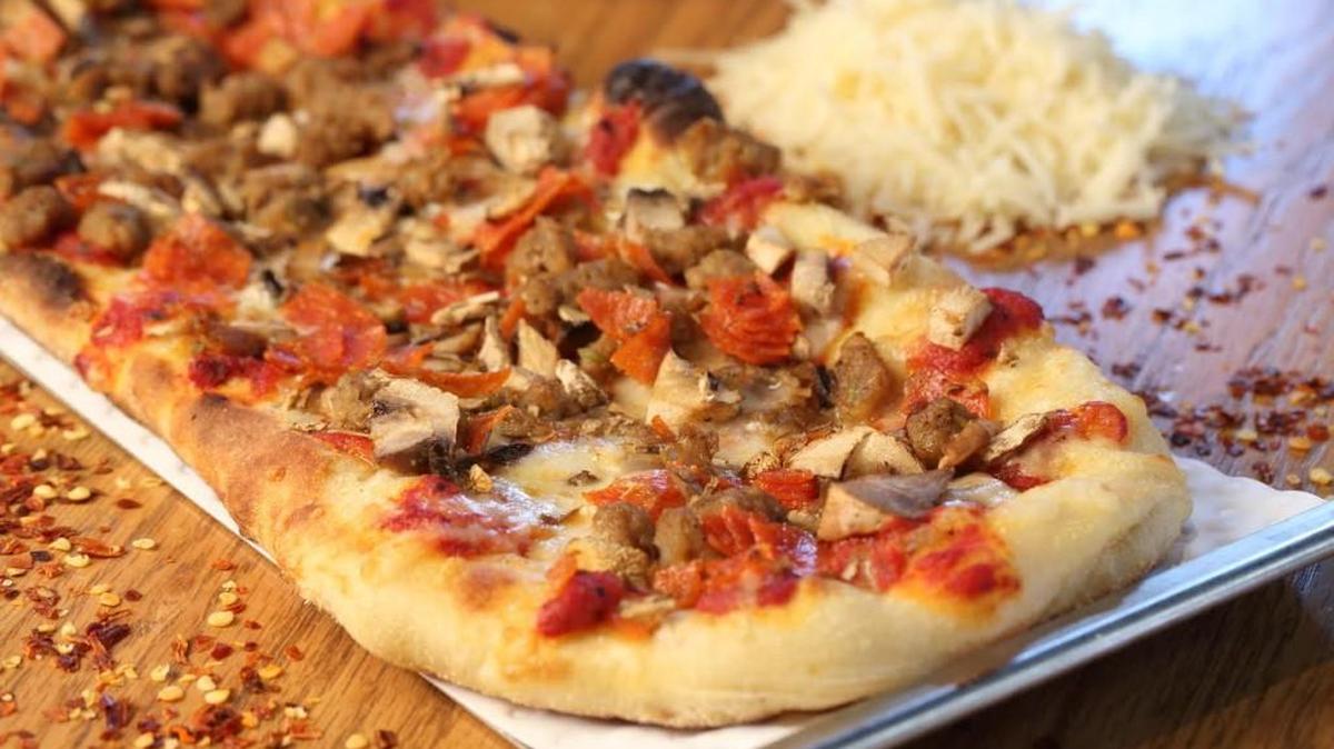 Crushed Red’s mushroom, pepperoni and sausage pizza.