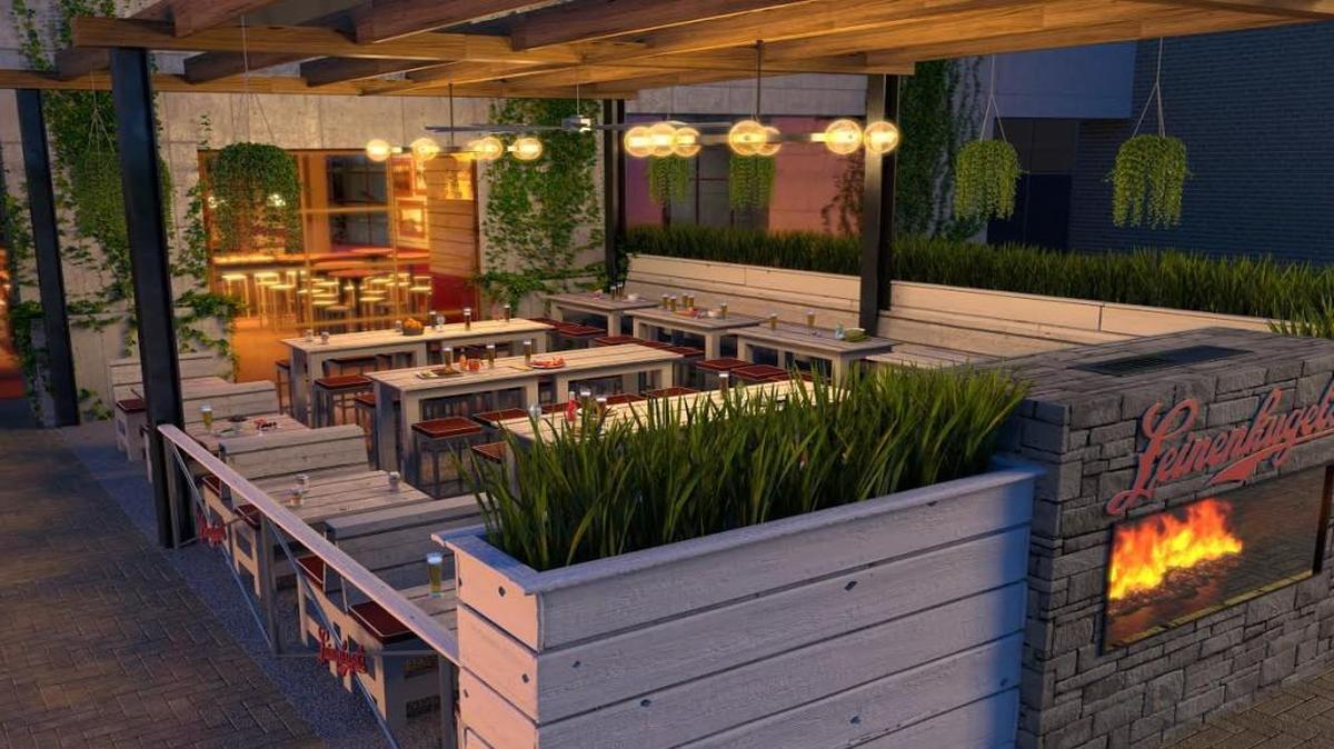 A rendering of Leinenkugel’s patio at Power & Light.