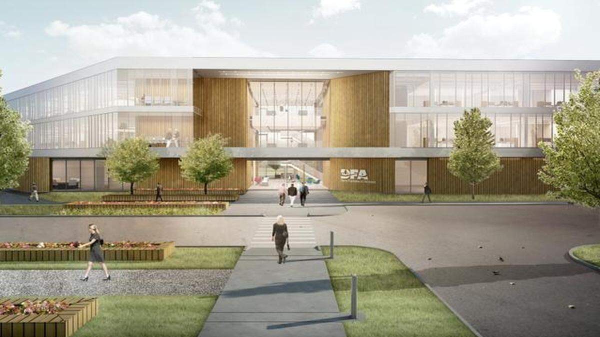 Dairy Farmers of America provided this rendering of its planned three-story headquarters that will be in the Village West area of Kansas City, Kan.