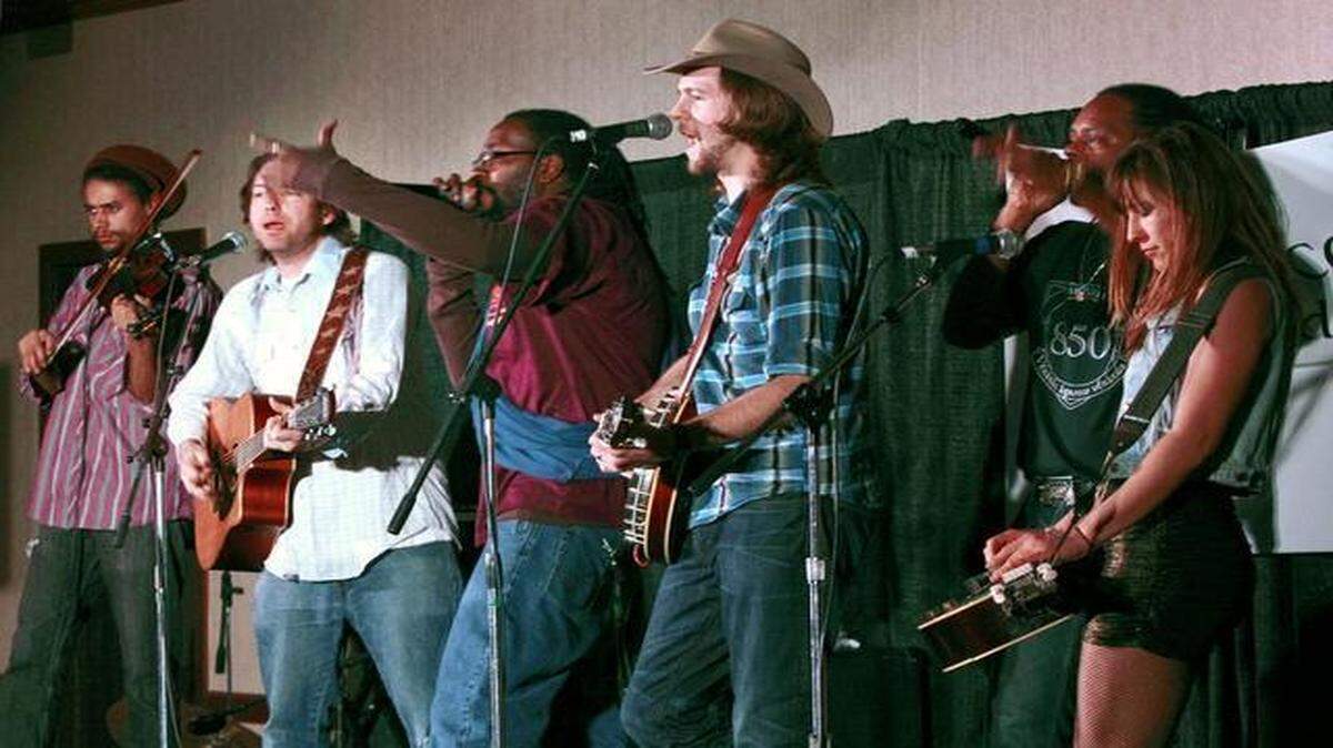 
Gangstagrass, a fusion of bluegrass and rap, performed at last year’s International Folk Alliance Conference.
