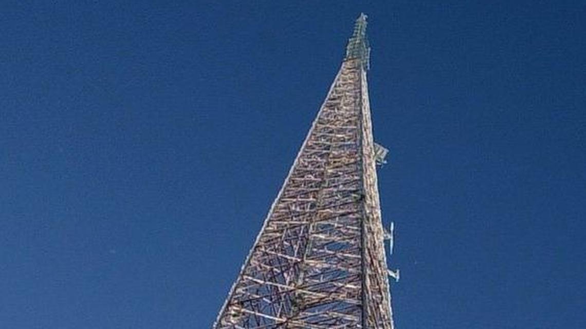The tower at 31st Street and Grand Avenue was built by what was then KCMO-TV. It was billed as the world’s tallest self-supporting steel tower (no guy wires) and began transmitting a signal in February 1956. The tower reportedly cost $420,000 at the time and is comprises more than 600 tons of steel fastened together with 26,000 bolts.
