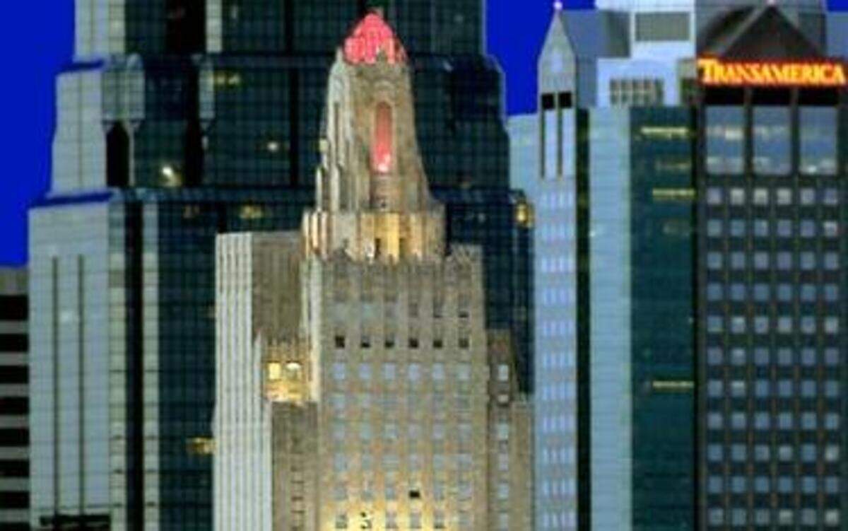 
Built in 1931, the Power & Light Building for its first four decades boasted of being the tallest building in Missouri. Its six-story lantern tower was designed to mimic a sunburst.





