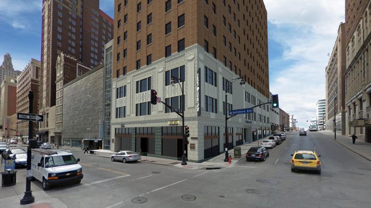 A rendering of the Brookfield Building after exterior renovation in downtown Kansas City.