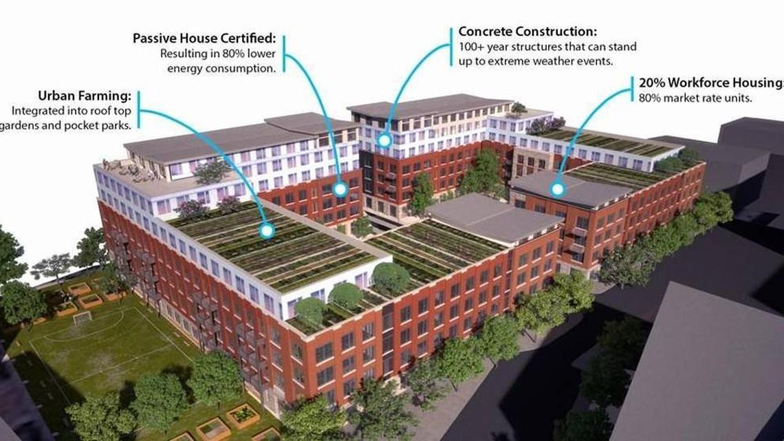 This rendering shows what the Second and Delaware apartment complex will look like when completed.