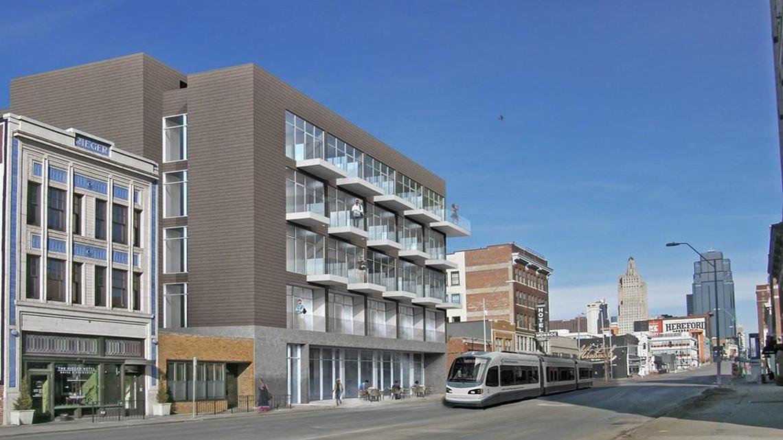 A rendering shows how the 1914 Main St. apartments, developed by Linden Street Partners, will look when finished.