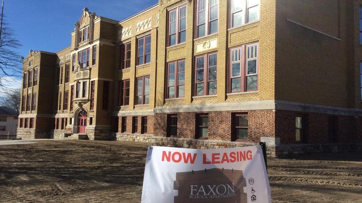 A long-vacant Kansas City Public Schools building at 3710 Paseo has been renovated into Faxon School Apartments, a 46-unit building of affordable housing for people 55 and older.