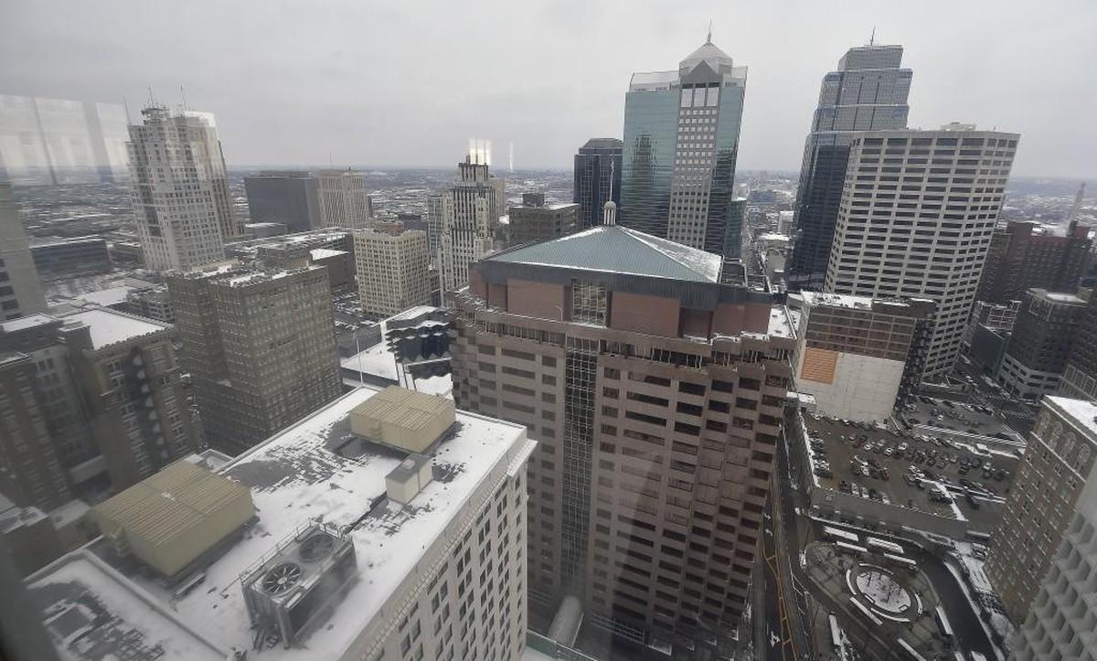 The view from an upper floor of the Commerce Tower building, 911 Main Street, in a photo from 2016.