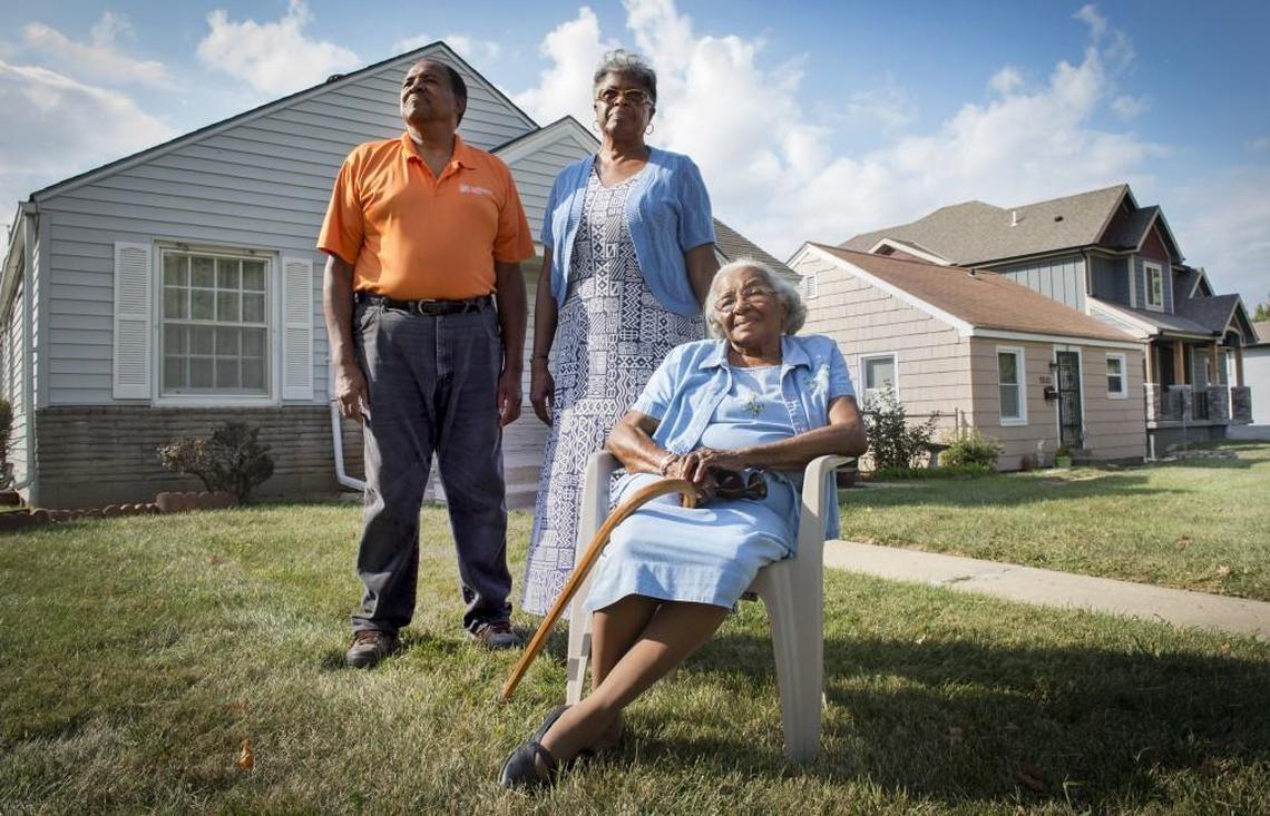 Mayola McFeders, whose house is in the 2500 block of West Paseo Boulevard, has lived in the Beacon Hill neighborhood since 1945. She’s here with with her daughter Frances Boyd and son, Kenneth McFeders. Another son lives next door. “We don’t have that neighborhood family friendliness now that we used to have,” Mayola McFeders said.