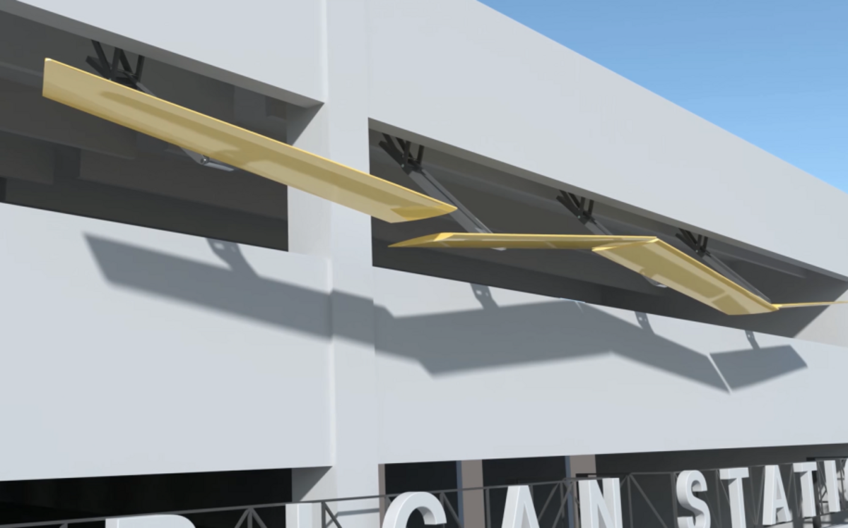 A kinetic sculpture of “wings” that will rise and fall in the wind has won a contest to decorate the side of the Corrigan Station parking garage at 19th and Walnut streets in the Kansas City Crossroads Arts District.