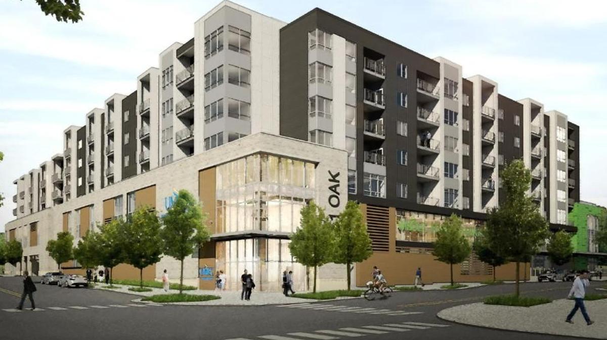 This rendering shows a Whole Foods and apartment complex that continues under construction at 51st and Oak streets, across the street from the University of Missouri-Kansas City.