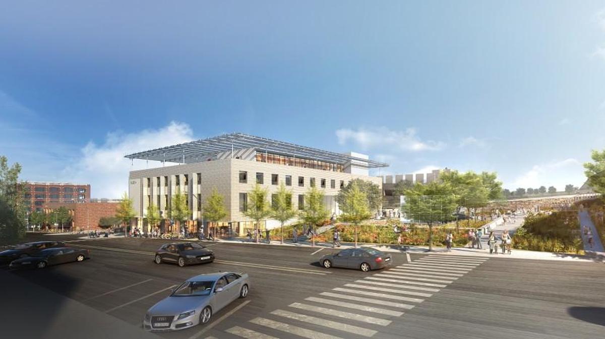A rendering shows BNIM’s proposed new headquarters.