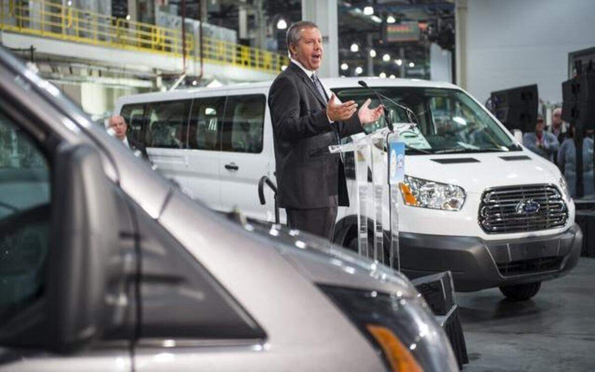 
Joe Hinrichs, Ford Motor Co. president of the Americas, announced Thursday the addition of 1,200 jobs and a second shift at the Claycomo plant for increased production of the new Ford Transit van.
