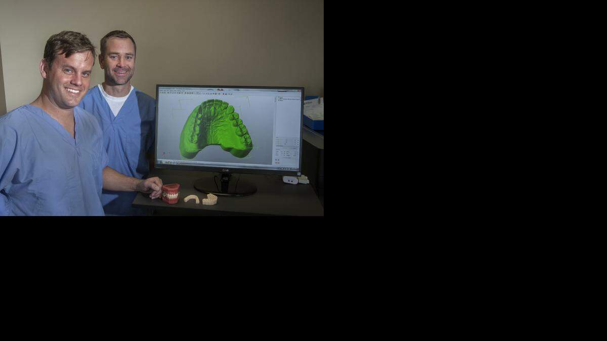 
Cory Meschke (left) owns MidLyne Orthodontic Laboratory, and Tom Riekhof is lab manager.
