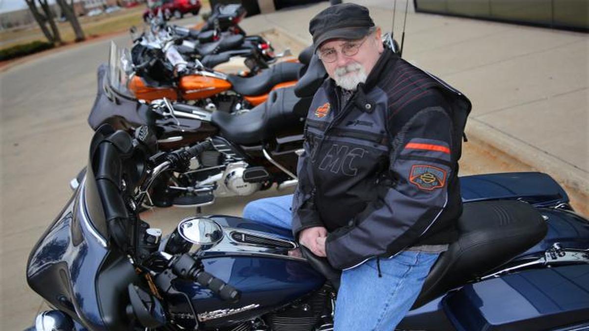 
Jim Heppe, 65, has been riding since he was 16. He now rides this 2009 Street Glide.
