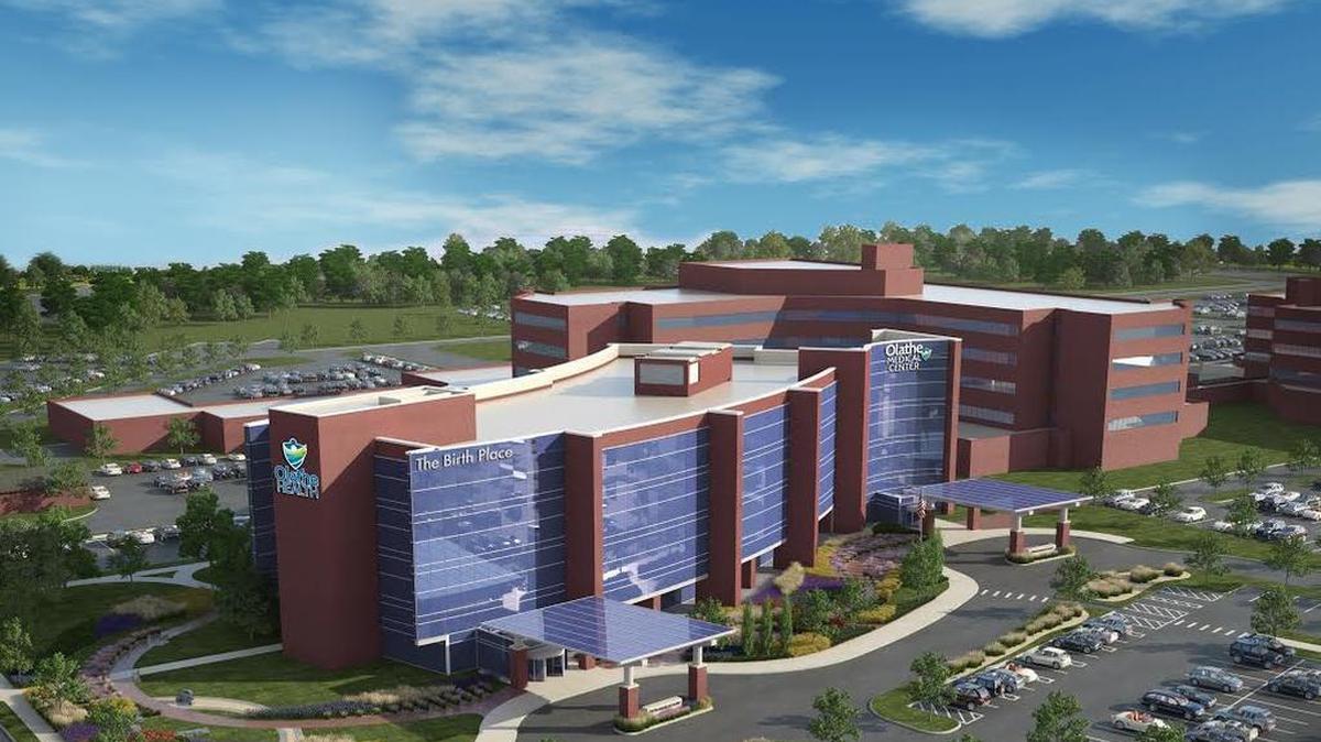 An artist’s rendering of the new maternity building at Olathe Medical Center. The four-story building will include a Level II neonatal intensive care unit.