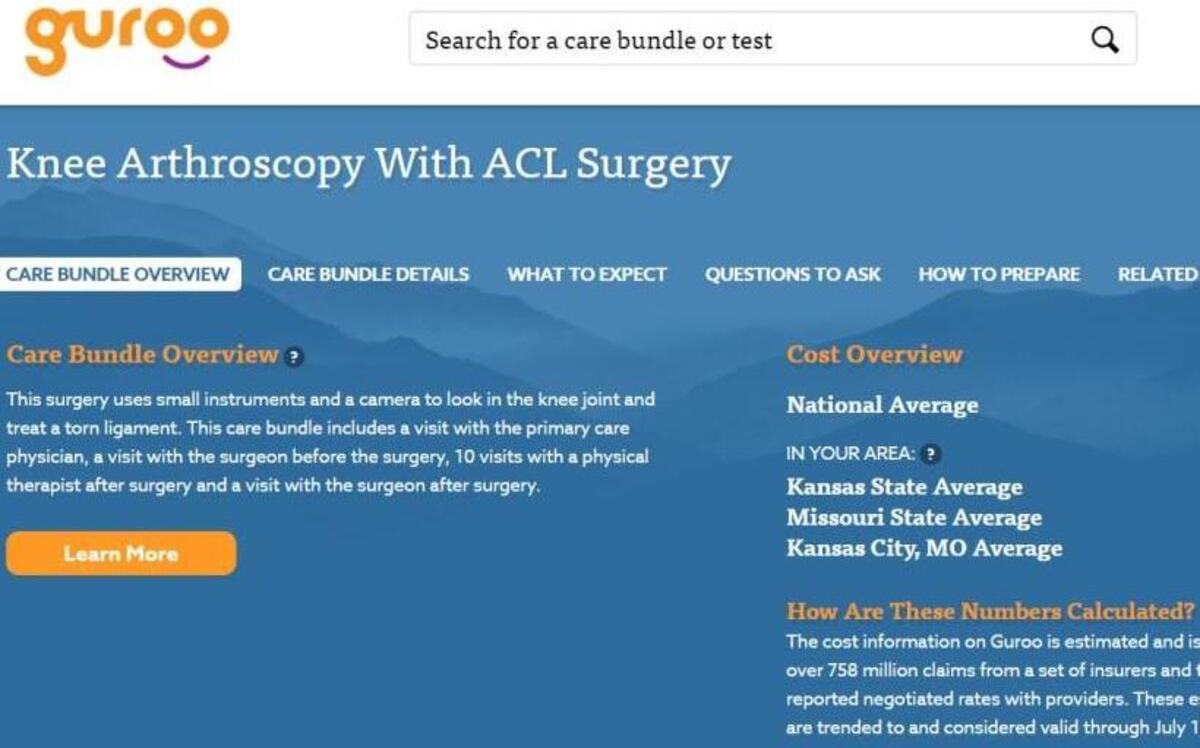 Guroo.com, a website developed by the Health Care Cost Institute, uses claims data from several different insurers that cover 40 million Americans to provide local, state and national cost averages for 295 “bundles” of medical care for everything from acne treatments to X-rays.