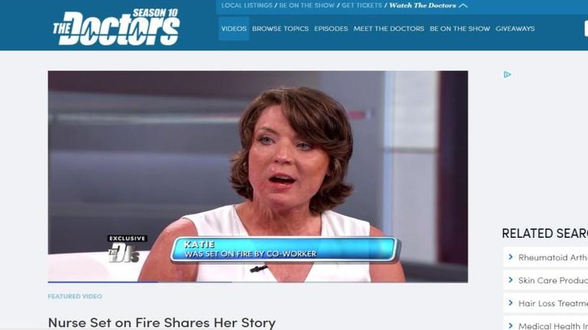 First Lt. Katie Blanchard, a nurse at the Munson Army Medical Center at Fort Leavenworth, told her story of being set on fire by a co-worker Tuesday on the CBS show “The Doctors.”