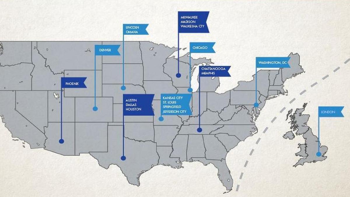 There are 19 locations for the combined Husch Blackwell law firm.