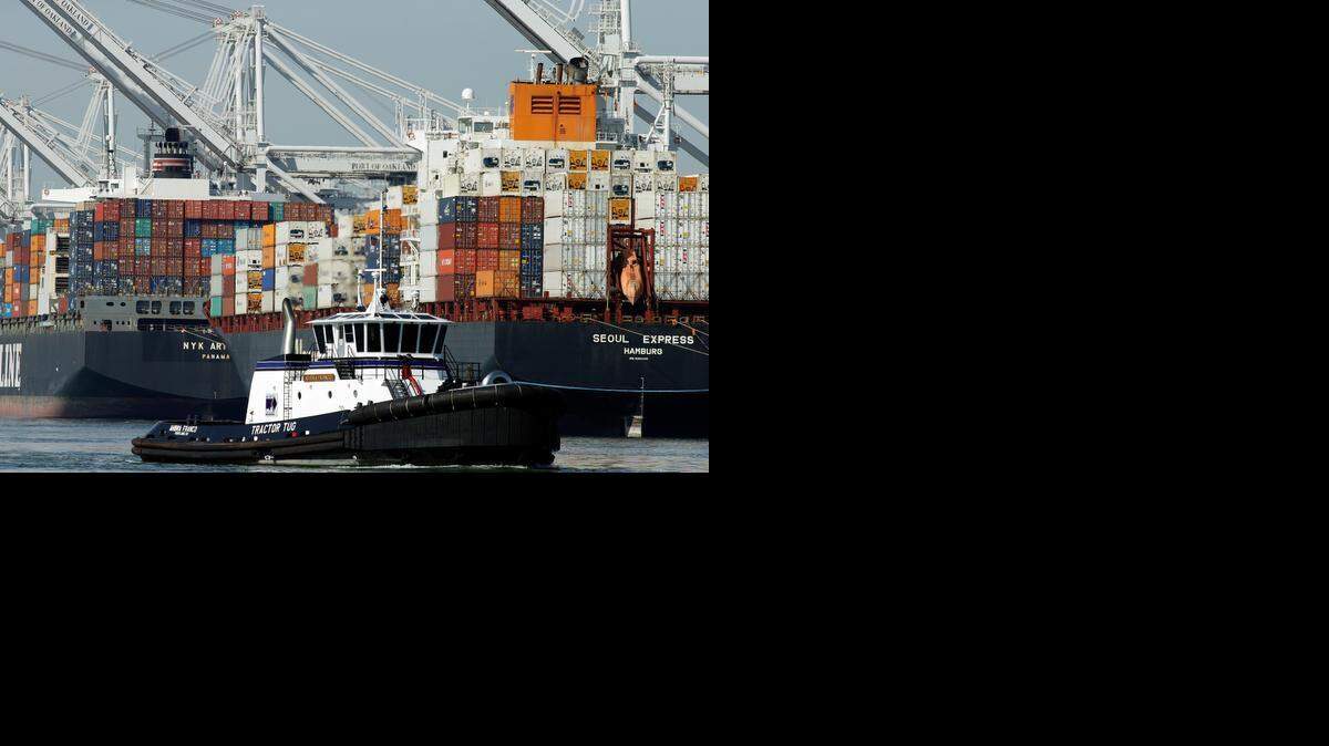 Container ships waited — and waited — to unload Thursday in Oakland.