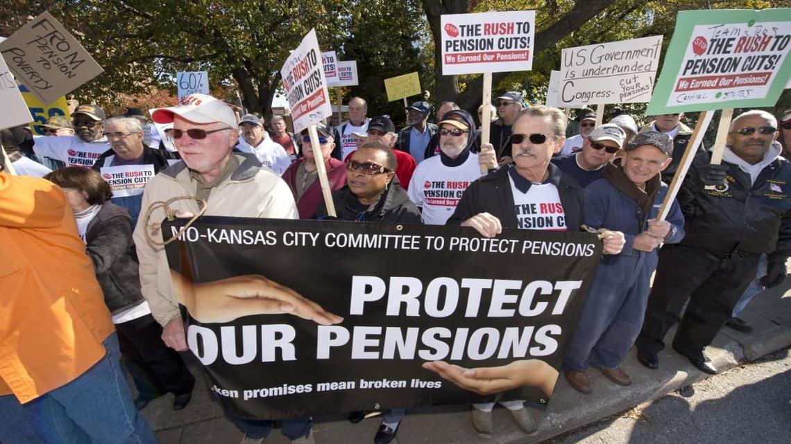Teamsters retirees protested proposals for steep cuts to their benefits last November outside the offices of The Kansas City Star.