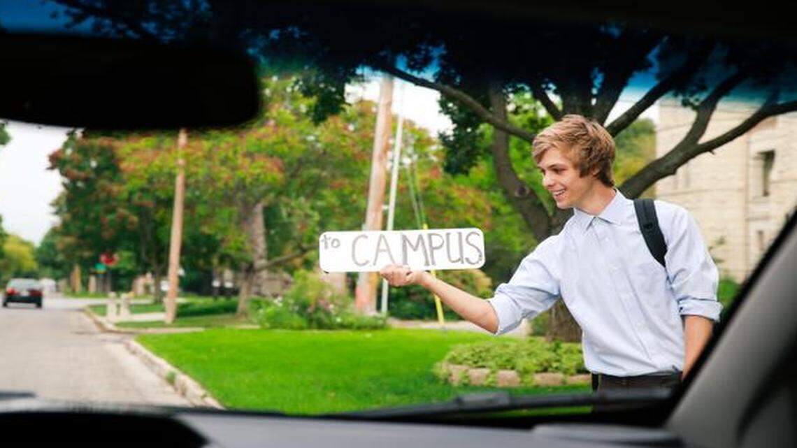 
Seth Hydeman volunteers as a test rider for CarmaHop. The program is launching a pilot effort this month in Lawrence.
