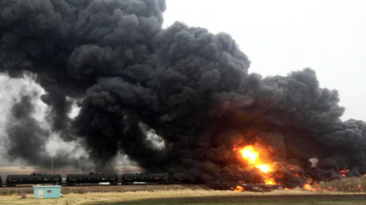 
The train derailment near Heimdal, N.D., set several tank cars on fire and prompted the evacuation of nearby residents, authorities said. The train had 109 tank cars carrying crude, of which six or seven derailed.
