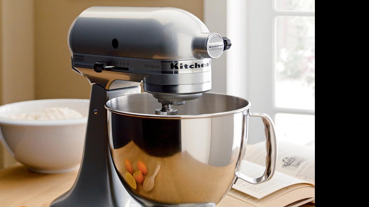 
KitchenAid Artisan Metallic Chrome Stand Mixer ($349.99, crateandbarrel.com.)
