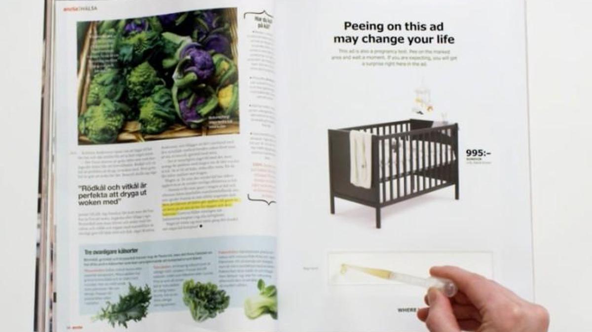 Ikea wants women to pee on its new magazine ad if they want to get a discount on a crib. No, really.
