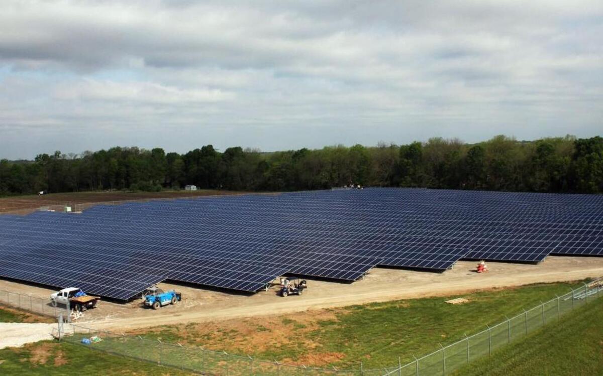 Solar panels can be seen at Kansas City Power & Light’s first commercial-scale solar power plant, which opened Tuesday in Greenwood.