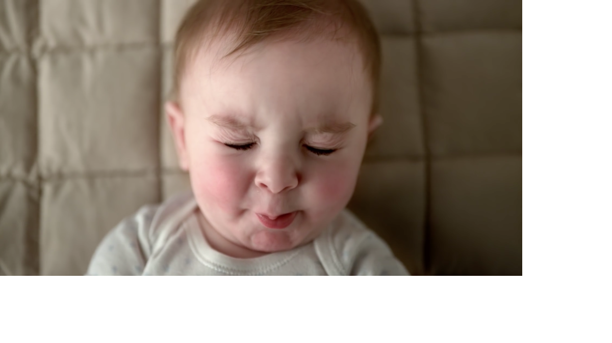 
This little guy is featured in Pampers’ new ad, which captures babies’ “poofaces” in slow motion. 

