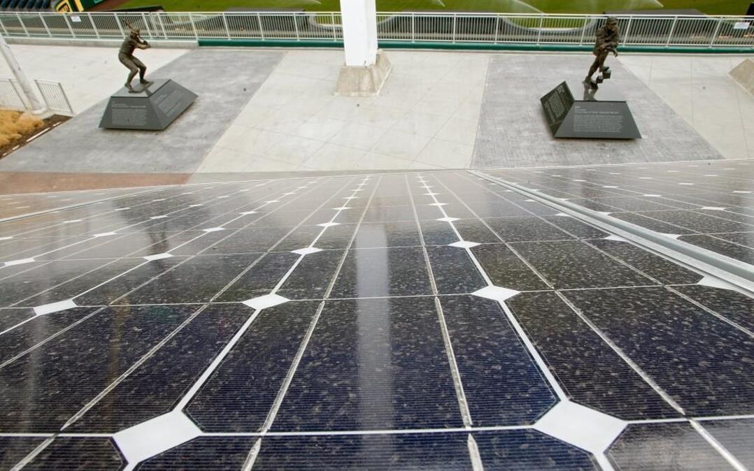 A solar array at Kauffman Stadium is a partnership between the Royals and KCP&L. The utility now has approval to build its first commercial solar plant.