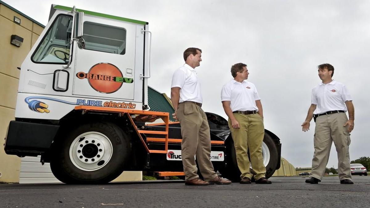 
Orange EV and executives (from left) Mike Saxton, chief commercial officer; Wayne Mathisen, chief executive officer; and Kurt Neutgens, chief technology officer, are moving to a much bigger plant in Riverside.
