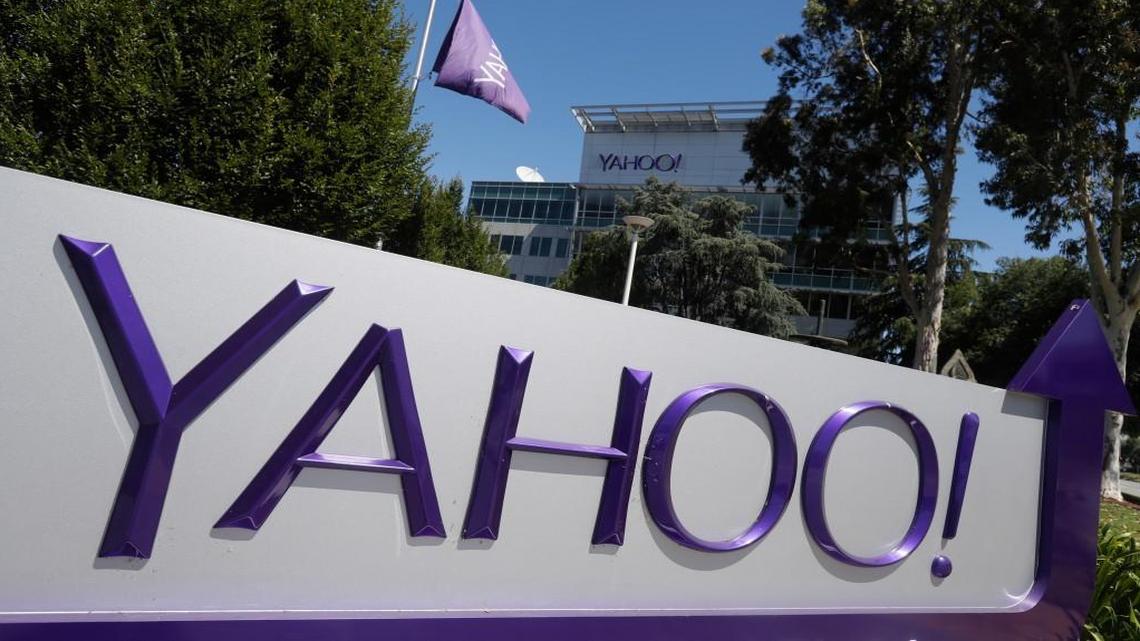 A Yahoo sign is seen at the company's headquarters Tuesday, July 19, 2016, in Sunnyvale, Calif.