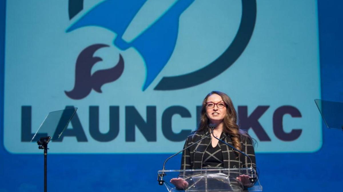 Rachel Merlo, chairwoman of the LaunchKC steering committee, shared information about the entrepreneurship development group at last month’s annual meeting of Kansas City’s Downtown Council.