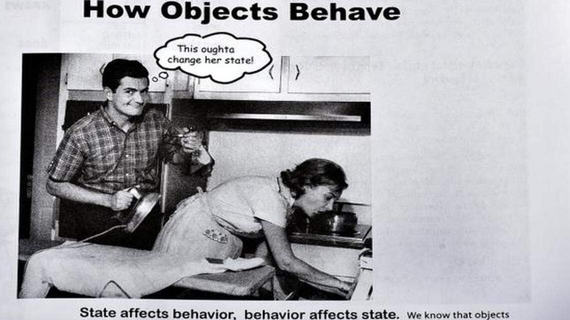 
The Head First Java textbook contained this and other photo-and-caption examples that drew complaints from Susan Warren. The authors say they are revising the book for its next printing. 
