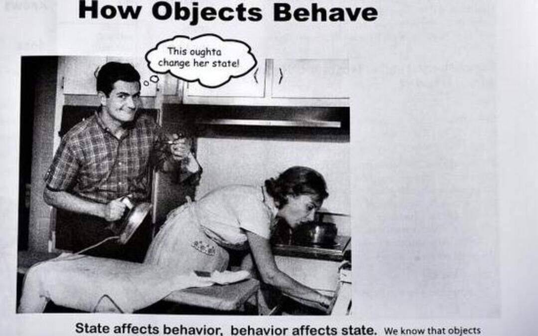 
The Head First Java textbook contained this and other photo-and-caption examples that drew complaints from Susan Warren. The authors say they are revising the book for its next printing. 
