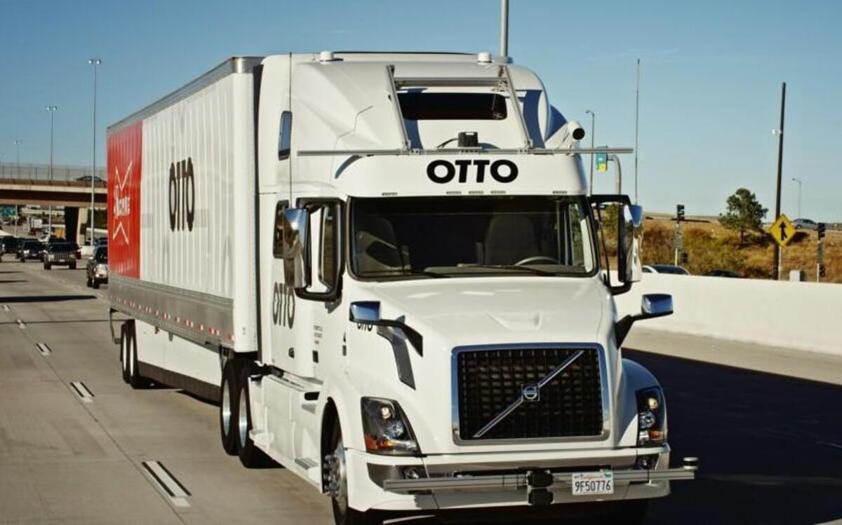 This October 2016 photo provided by Anheuser-Busch shows a self-driving truck that delivers beer in Colorado. Anheuser-Busch said it completed the world’s first commercial shipment by a self-driving truck, sending a beer-filled tractor-trailer on a journey of more than 120 miles through Colorado.