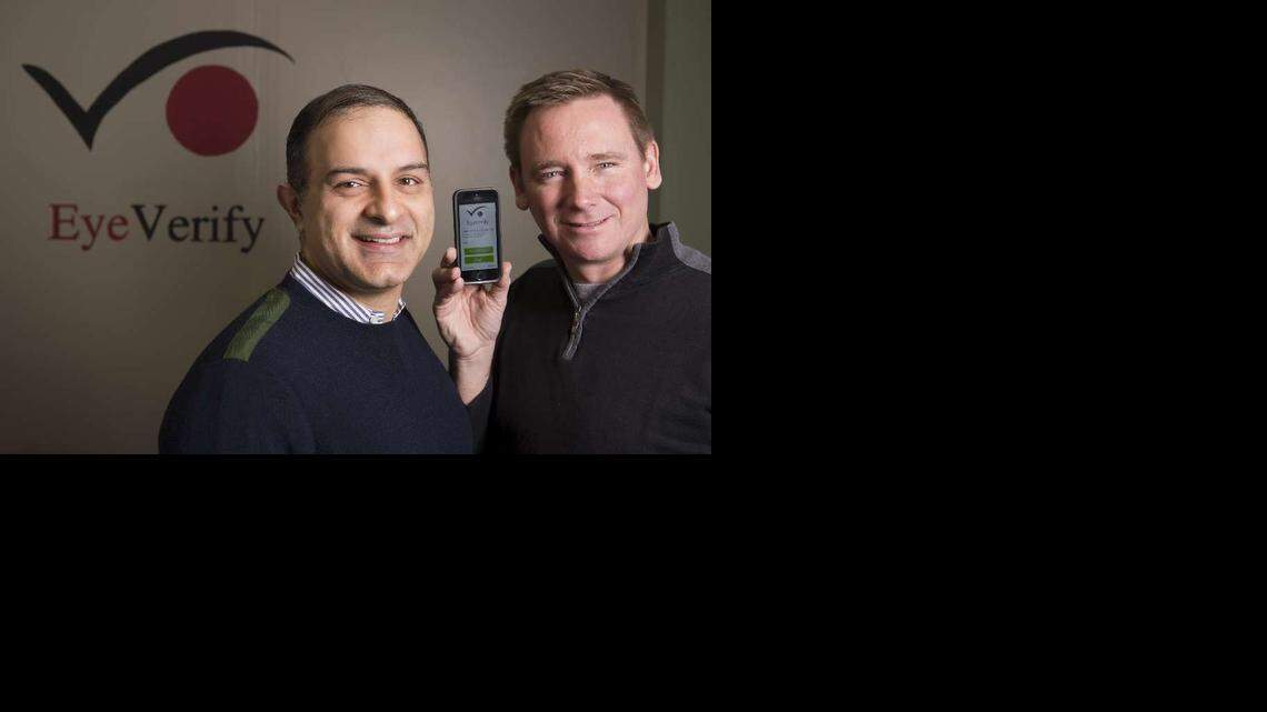 
Chief scientist Reza Derakhshani (left) and CEO and founder Toby Rush of EyeVerify.
