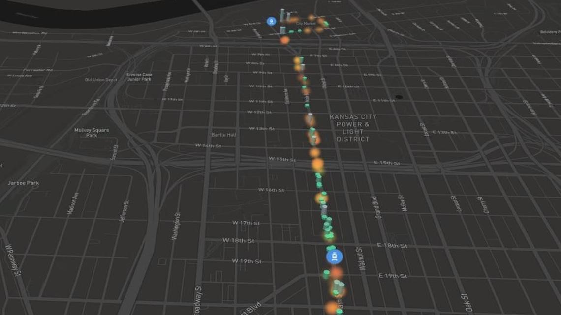 An image from Kansas City’s website shows how “smart city” technology feeds users real-time data on traffic, parking and streetcar location