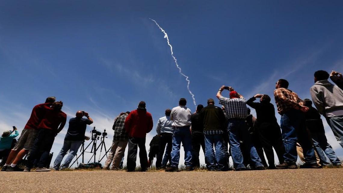 Spectators watch as a ground-based interceptor missile is launched from Vandenberg Air Force Base in California on May 30. The system represents one kind of technology used as a defense against another. When it works, it’s great, when it doesn’t …