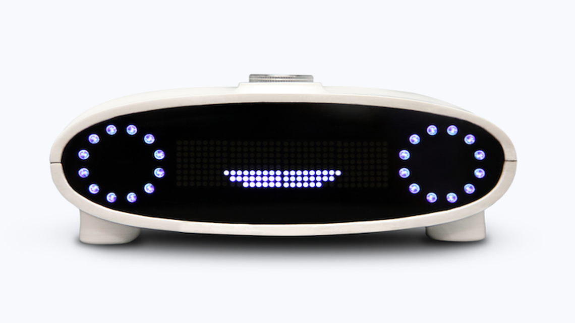 Mycroft AI’s open-source device responds to voice commands.