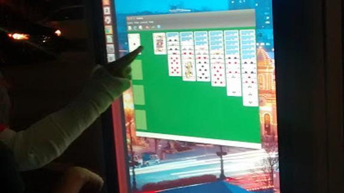 One of the Smart City interactive kiosks along the Kansas City streetcar line became too interactive last Friday evening. These two were able to play solitaire on the kiosk, something it was not designed to accommodate.