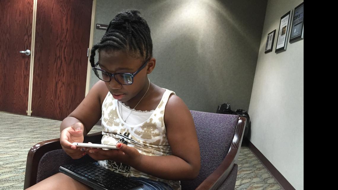 
At the Alphapointe Technology Camp, 12-year-old Amiah Washington from Knob Noster, Mo., has come up with ideas to make technology more accessible.

