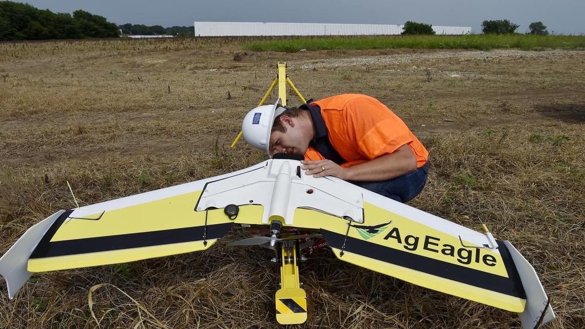 
Casey Adams, owner of the Kansas City Drone Co., prepared his aircraft for a test flight Tuesday afternoon in Grandview. Unmanned aerial systems are about to revolutionize agriculture by giving farmers eyes in the skies so they know exactly where their crops are doing well and where they are ailing — saving money, chemicals and water. They will lead to lower costs and higher yields.
