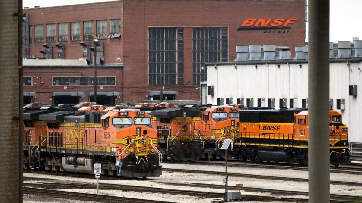 Locomotives at the BNSF Railway Locomotive Maintenance Inspection Terminal in the Argentine rail yard in Kansas City, Kan.